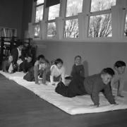 Wingfield Home, Physiotherapy Department gym, class work for cerebral palsied children to teach control and strength